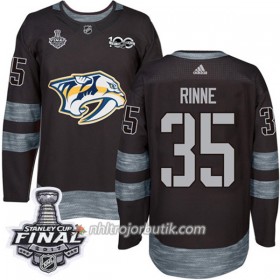 Män Ishockey Nashville Predators Tröja Pekka Rinne 35 1917-2017 100th Anniversary Adidas Svart 2017 Stanley Cup Final Authentic